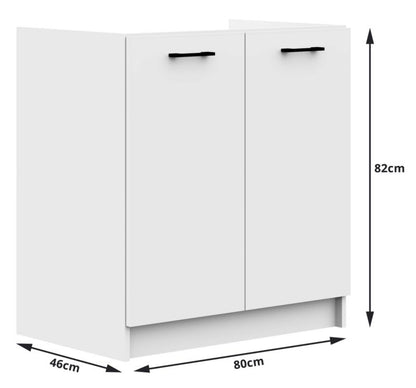 Køkkensæt Akord Oliwia 1,8 m Hvid 180 cm 7 døre 1 skuffe mat-hvid finish 8 hylder 180x46x203 cm 1 sæt