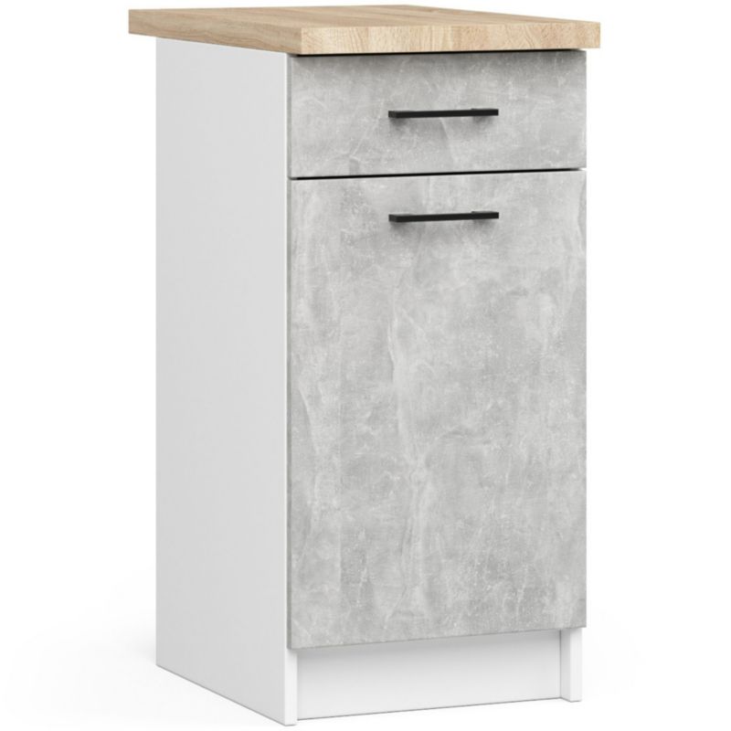 Køkkensæt Akord Oliwia 2,4 m Hvid 240 cm 11 døre 1 skuffe Beton mat farve 12 hylder 240x46x203 cm 1 sæt