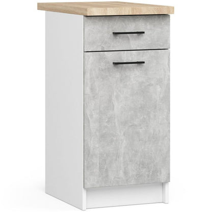 Køkkensæt Akord Oliwia 2,4 m Hvid 240 cm 11 døre 1 skuffe Beton mat farve 12 hylder 240x46x203 cm 1 sæt