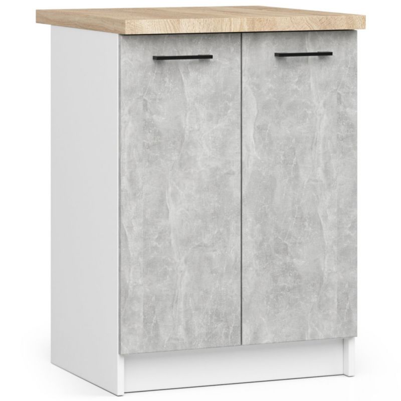 Køkkensæt Akord Oliwia 2,4 m Hvid 240 cm 11 døre 1 skuffe Beton mat farve 12 hylder 240x46x203 cm 1 sæt