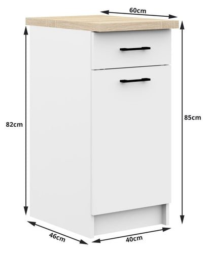 Akord Oliwia køkkensæt 2,4 m hvid 240 cm 11 døre 1 skuffe mat-hvid finish 12 hylder 240x46x203 cm 1 sæt