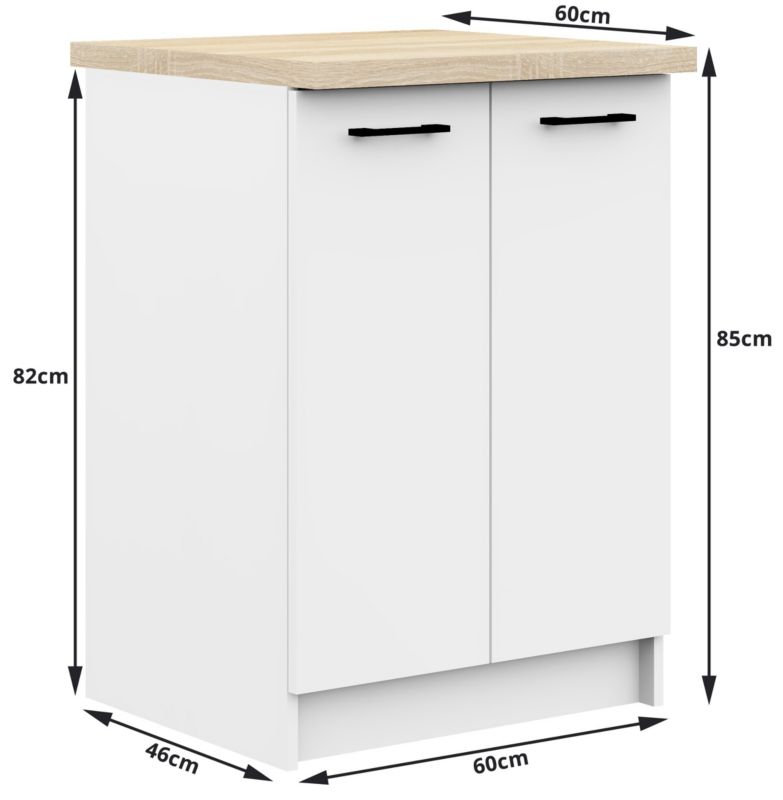 Akord Oliwia køkkensæt 2,4 m hvid 240 cm 11 døre 1 skuffe mat-hvid finish 12 hylder 240x46x203 cm 1 sæt