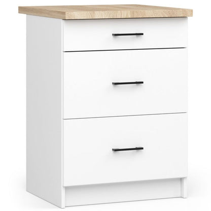 Akord Oliwia G2 køkkensæt 2,4 m hvid 240 cm med 10 låger og 6 skuffer, mat hvid, 9 hylder, 240x46x203 cm, 1 sæt