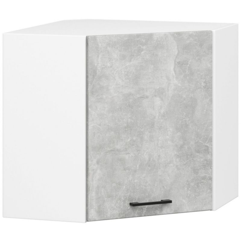Hjørnekøkkensæt Oliwia 3,0 m Grå Beton 300 cm 11 døre 1 skuffe hvid mat 16 hylder 300x46x203 cm 1 sæt