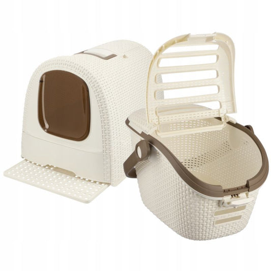 Sæt med kattebakke og transportkasse Curver Pet Life, beige