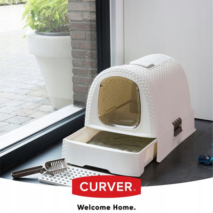 Sæt med kattebakke og transportkasse Curver Pet Life, beige