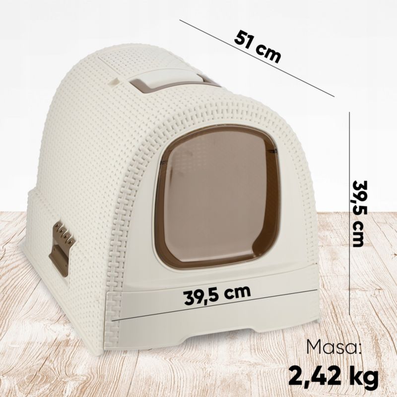 Sæt med kattebakke og transportkasse Curver Pet Life, beige