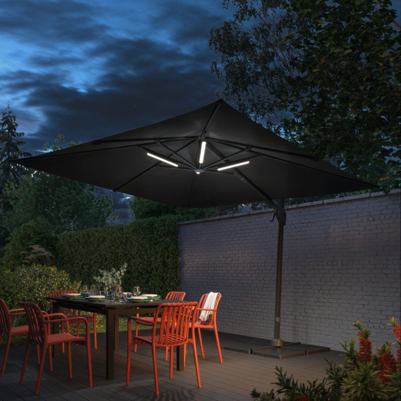 Magnetisk Parasol-LED-Sæt 32 Lys Sort 400lm