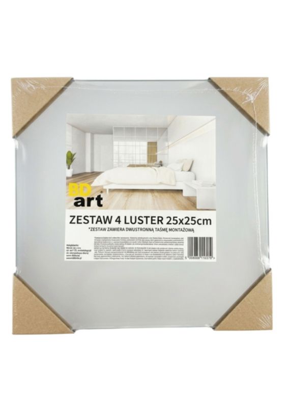 Spejlsæt 25x25 cm Selvklæbende 4 stk.