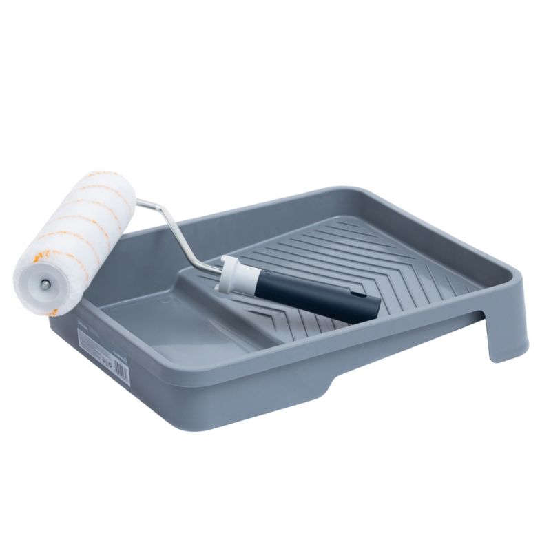 GoodHome malersæt med 23 cm malerrulle og bakke