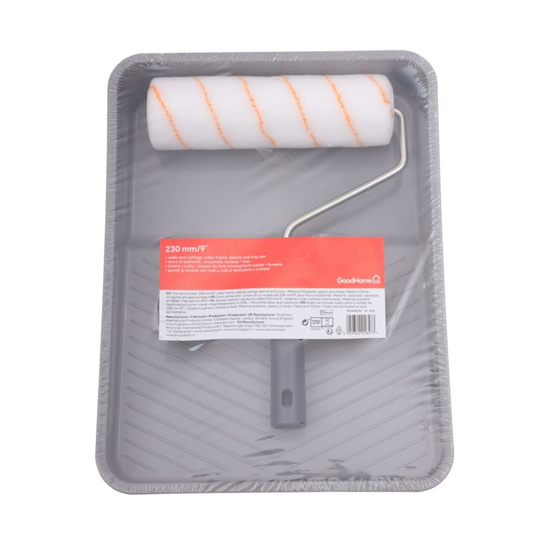 GoodHome malersæt med 23 cm malerrulle og bakke
