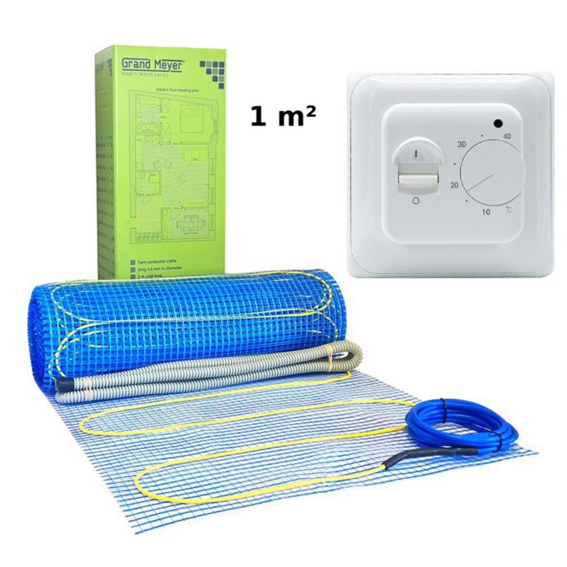 Varmemåtte Sæt 1 m² 170 W med Termostat
