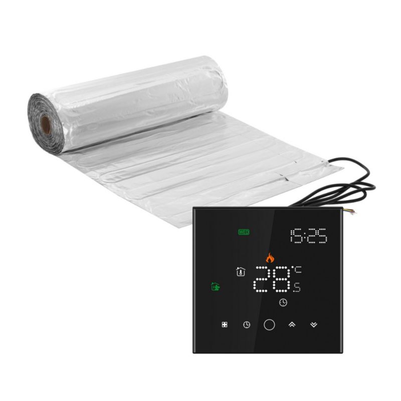 Varmemåtte under Laminatgulv MAL-160 6 m² med Sort Termostat