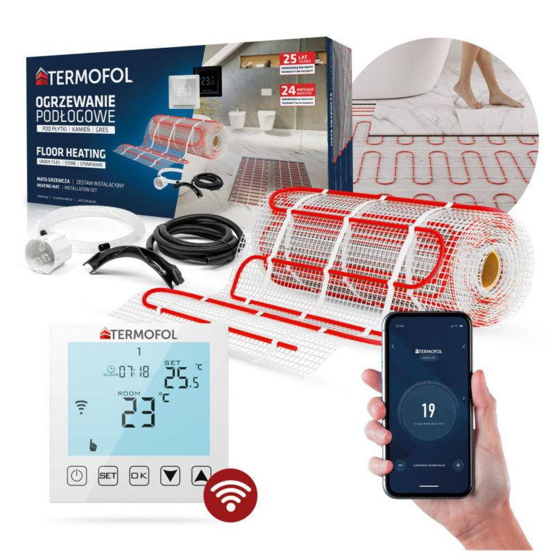Varmemåttesæt 150W/m² 50x50 cm 0,5 m² med WiFi Termostat