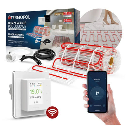 Varmemåtte Sæt 150W/m² 50x200 cm 1 m² med TF-H7 WiFi Termostat