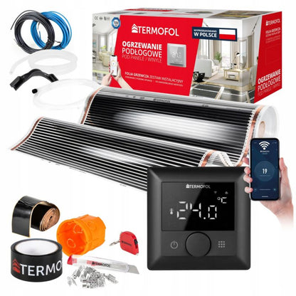 Gulvvarmemåtte Sæt 5 m² 150 W/m² med TF-H5 WiFi Termostat Sort