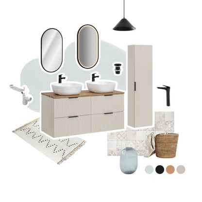 Badeværelsesmøbelsæt 60 cm Beige Mat med Vask SKY