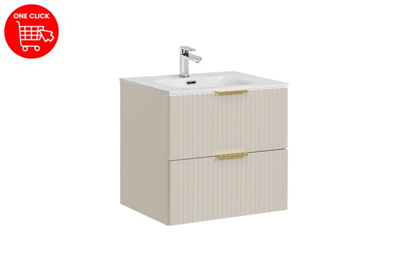 Badeværelsesmøbelsæt 60 cm Beige Mat med Vask SKY