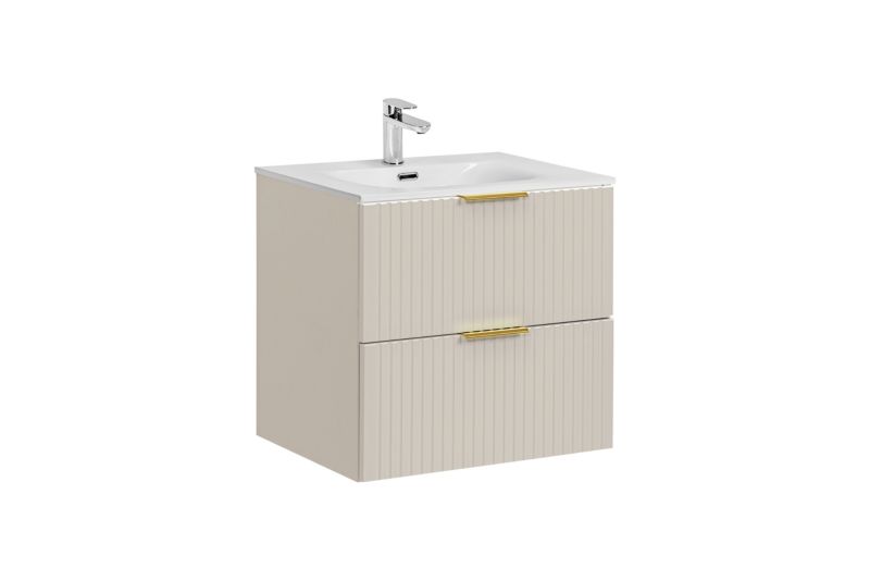 Badeværelsesmøbelsæt 60 cm Beige Mat med Vask SKY