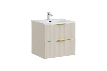 Badeværelsesmøbelsæt 60 cm Beige Mat med Vask SKY