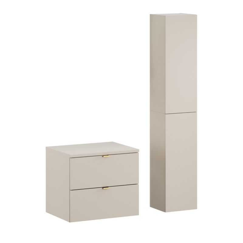Badeværelsesmøbelsæt Hængende 60x46x50 cm Beige med Vaskebord