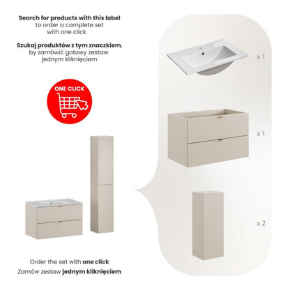 Badeværelsessæt Dalia Cashmere Hængende med Vask 80x46x50 cm Beige