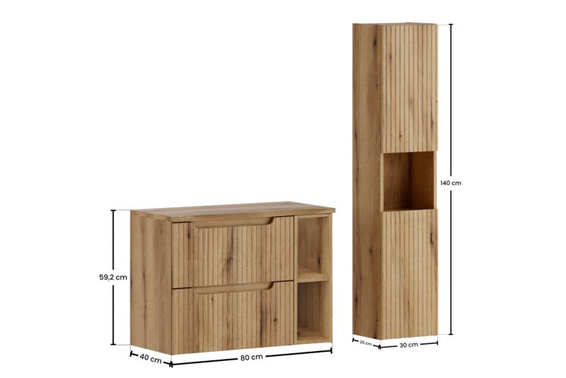 Badeværelsesmøbelsæt Nova Coast Evoke 80 cm Eg Coast Evoke | 5907611680070
