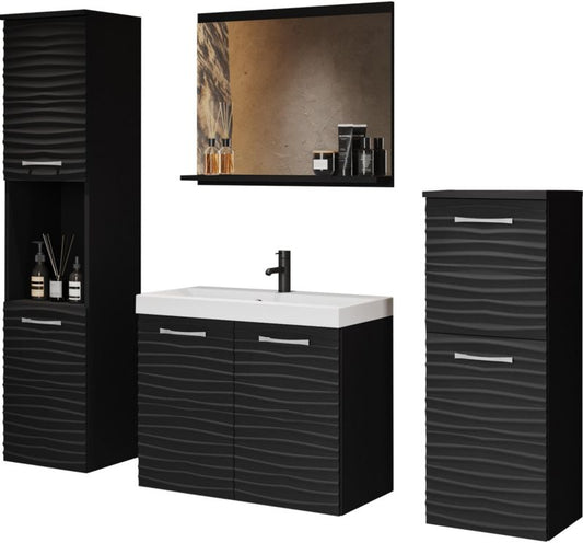 MINIO go for it MALAGA badeværelsessæt sort / sort MDF mønster M4 1 sæt