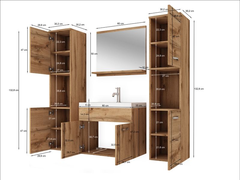 Badeværelsessæt MONTANA XL 120x132x35 cm Kashmir Beige