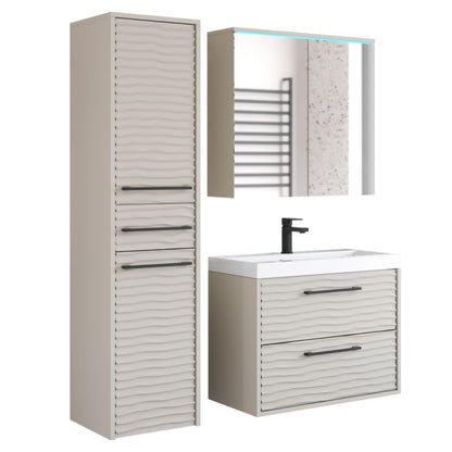 Badeværelsesmøbelsæt YUKO 1 Kasjmir Beige med LED