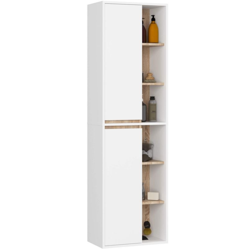 Badeværelsesmøbelsæt VAMI Hvid/Sonoma-Eg 5 Låger 21 Hylder 2 Skuffer