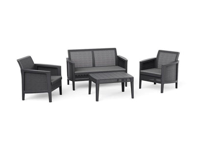 Zestaw mebli ogrodowych Keter Atlas Forma Czarny 4-osobowy Sofa, 2x Fotel i Stolik, 1szt