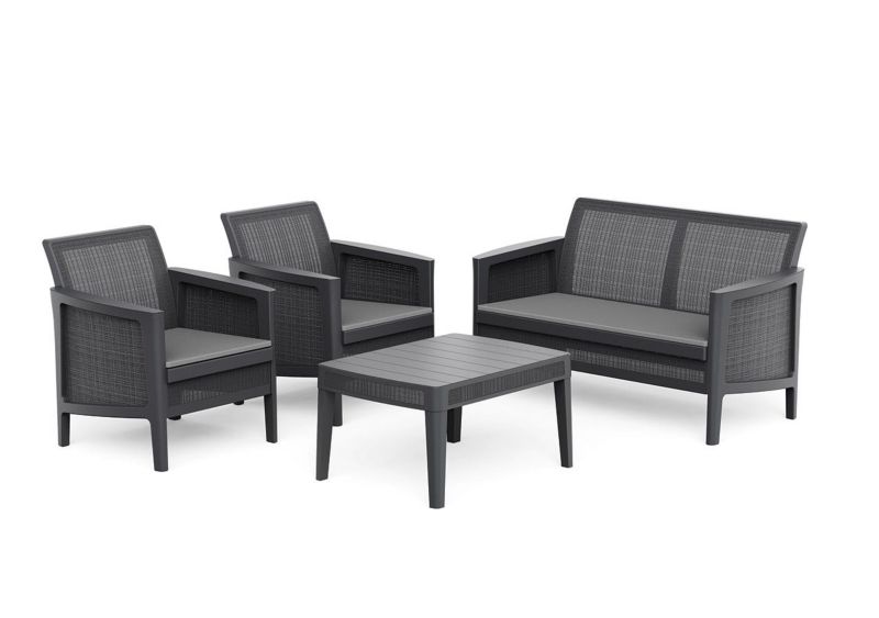 Zestaw mebli ogrodowych Keter Atlas Forma Czarny 4-osobowy Sofa, 2x Fotel i Stolik, 1szt