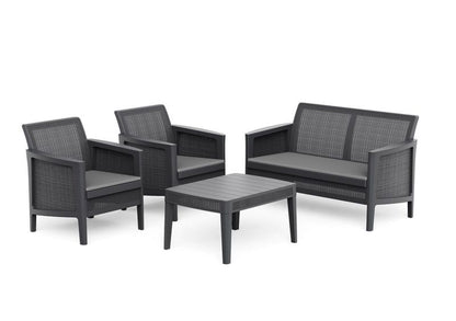 Zestaw mebli ogrodowych Keter Atlas Forma Czarny 4-osobowy Sofa, 2x Fotel i Stolik, 1szt