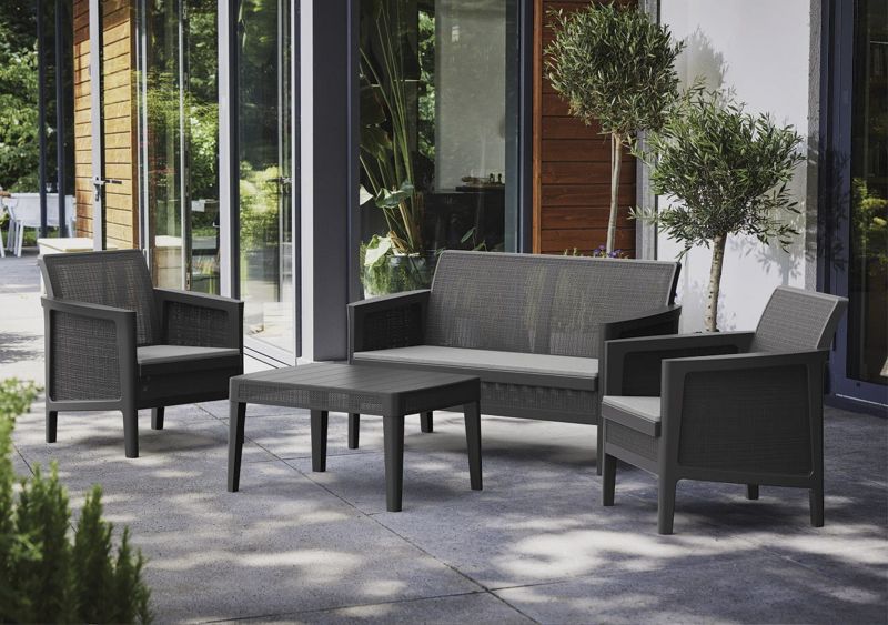 Zestaw mebli ogrodowych Keter Atlas Forma Czarny 4-osobowy Sofa, 2x Fotel i Stolik, 1szt