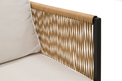 MebleMWM Madera havegruppesæt i teknorattan boho med sort aluminiumsramme og beige puder, 1 sæt