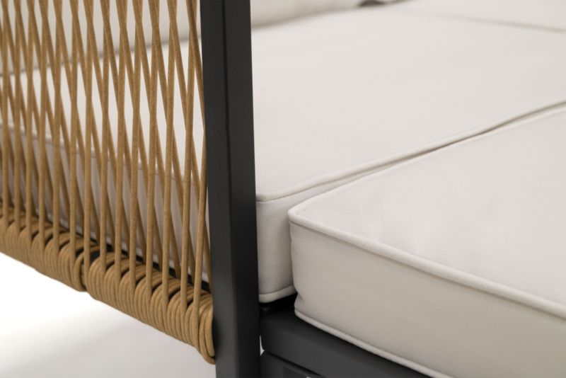 MebleMWM Madera havegruppesæt i teknorattan boho med sort aluminiumsramme og beige puder, 1 sæt