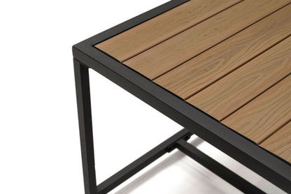 MebleMWM Madera havegruppesæt i teknorattan boho med sort aluminiumsramme og beige puder, 1 sæt