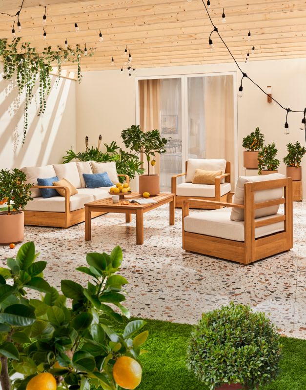 GoodHome Lagos 5-personers terrassemøbelsæt