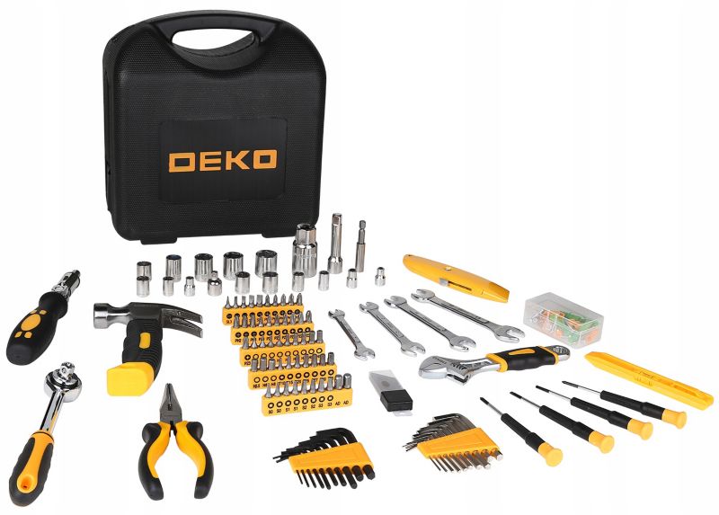 DEKO værktøjssæt 165 dele med toppe, bits og nøgler – 1 komplet sæt