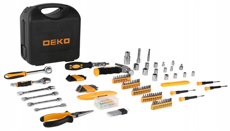 DEKO værktøjssæt 165 dele med toppe, bits og nøgler – 1 komplet sæt