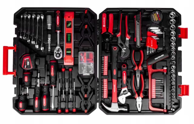 MAPOWER værktøjssæt med 168 dele: toppe, bits og nøgler i CR-V stål, komplet sæt