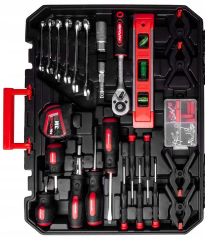 MAPOWER værktøjssæt med 168 dele: toppe, bits og nøgler i CR-V stål, komplet sæt