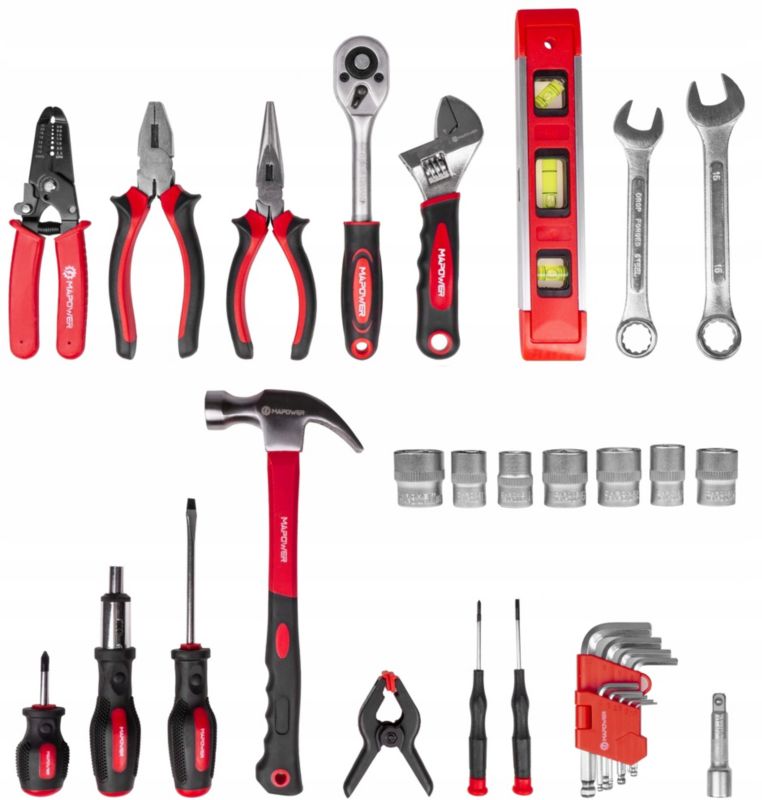 MAPOWER værktøjssæt med 168 dele: toppe, bits og nøgler i CR-V stål, komplet sæt