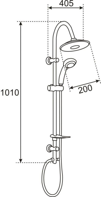 Brusesæt Denis 10 med 20 cm Hovedbruser og 5 Funktioner, Krom