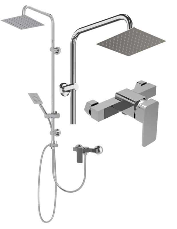 Brusesæt med Hovedbruser Toba og Armatur Veri, 95 cm, Krom