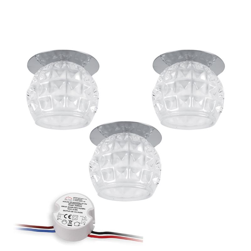 SPOT Light Sæt med 3 Loftspots 3xG4 LED 2,3W med Driver i Krom og Hvid, 3 stk.