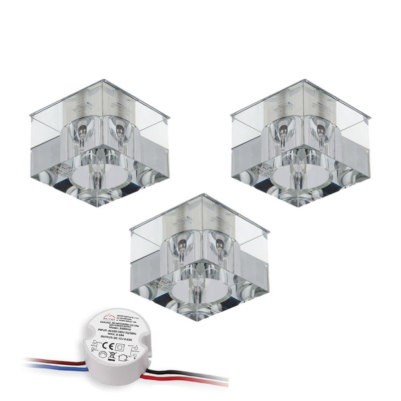 SPOT Light Sæt med 3 loftspots 3xG4 LED 2,3W med driver, transparent glas, polsk producent, 3 stk.
