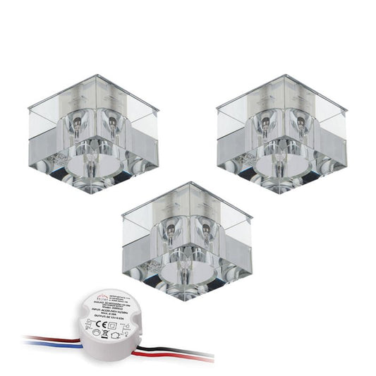 SPOT Light Sæt med 3 loftspots 3xG4 LED 2,3W med driver, transparent glas, polsk producent, 3 stk.