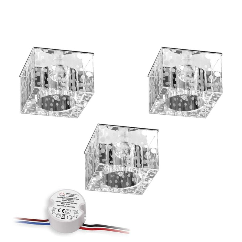 SPOT Light loftspotsæt 3xG4 LED 2,3W med driver, transparent glas, polsk producent, 3 stk.